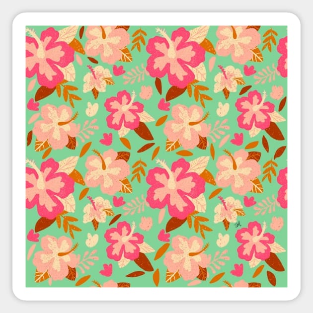 Tropical  Flowers Hibiscus Sticker by traceyart